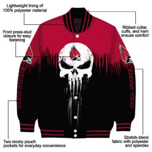 ball state cardinals punisher skull red black white jacket new arrival jacketwow