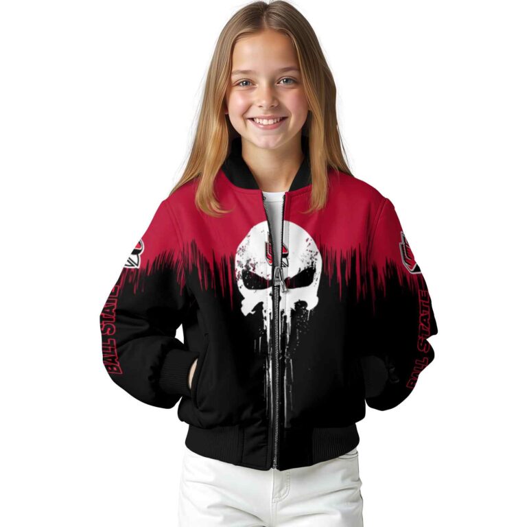 ball state cardinals punisher skull red black white jacket top rated jacketwow