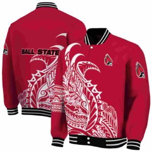 ball state cardinals tribal art red white black jacket fashion forward jacketwow