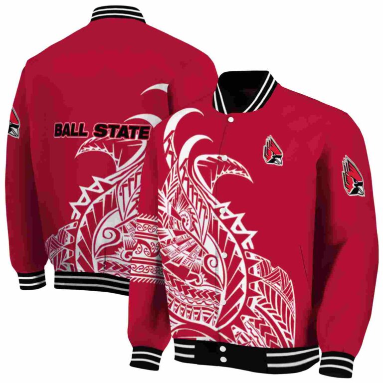 ball state cardinals tribal art red white black jacket fashion forward jacketwow