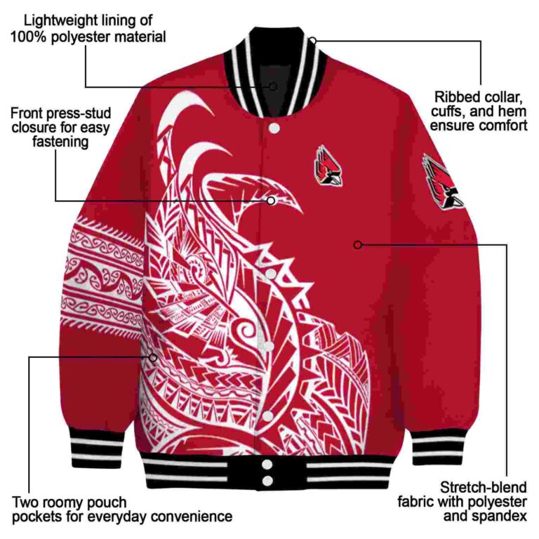 ball state cardinals tribal art red white black jacket new arrival jacketwow