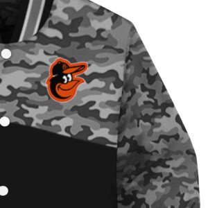 baltimore orioles camo patchwork black jacket premium grade jacketwow
