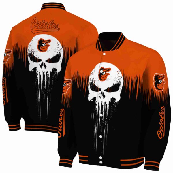 baltimore orioles punisher skull orange black white jacket fashion forward jacketwow