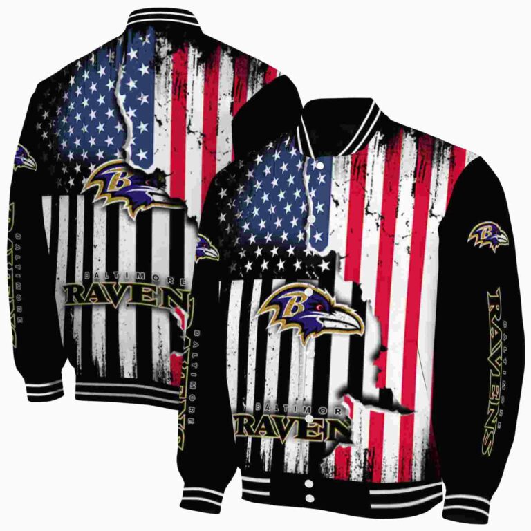 baltimore ravens patriotic theme black jacket fashion forward jacketwow