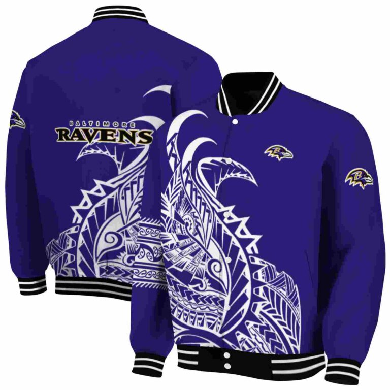 baltimore ravens tribal art purple white black jacket fashion forward jacketwow