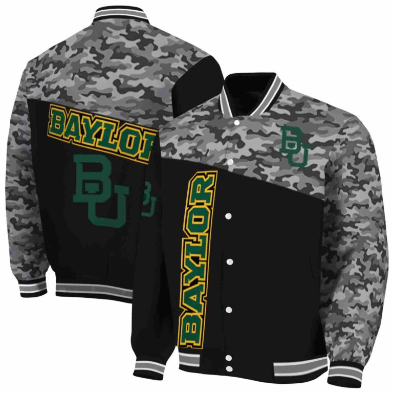 baylor bears camo patchwork black jacket fashion forward jacketwow