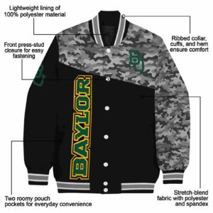 baylor bears camo patchwork black jacket new arrival jacketwow