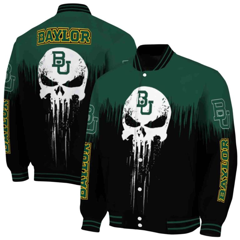 baylor bears punisher skull green black white jacket fashion forward jacketwow