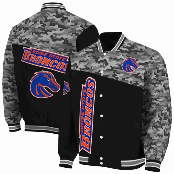 boise state broncos camo patchwork black jacket fashion forward jacketwow