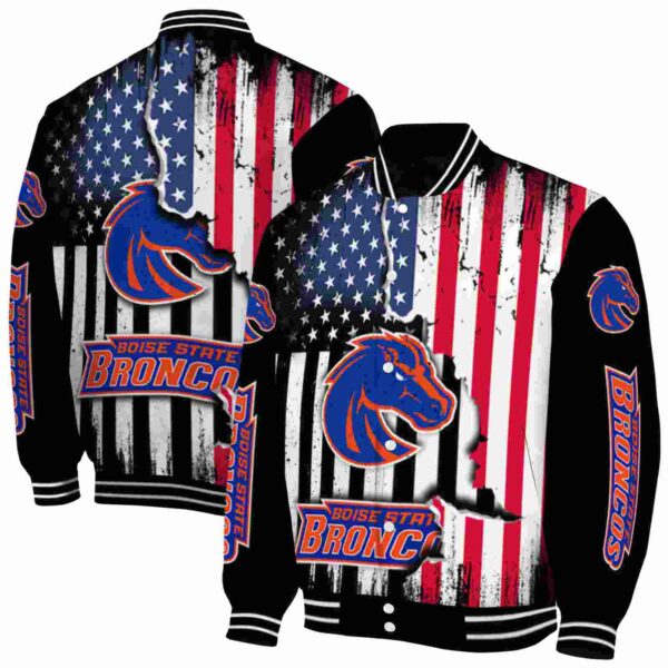 boise state broncos patriotic theme black jacket fashion forward jacketwow