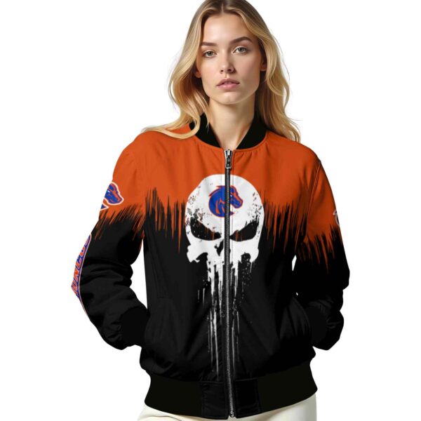 boise state broncos punisher skull orange black white jacket latest model jacketwow