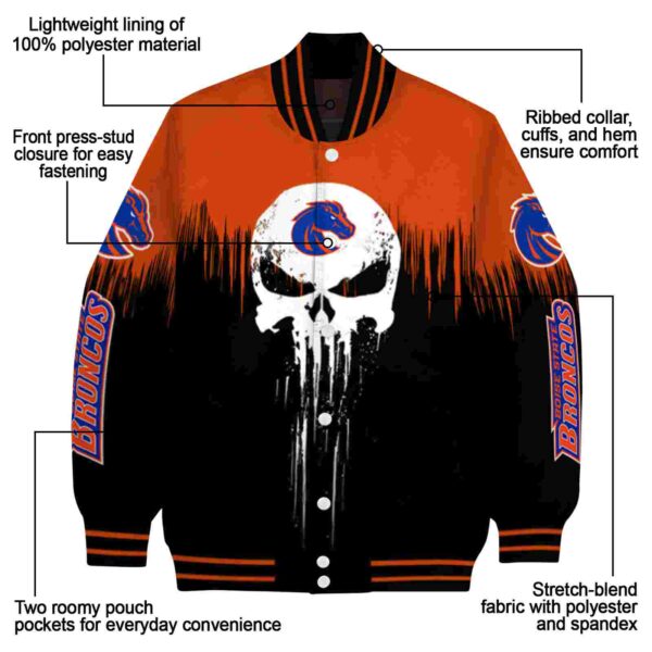 boise state broncos punisher skull orange black white jacket new arrival jacketwow