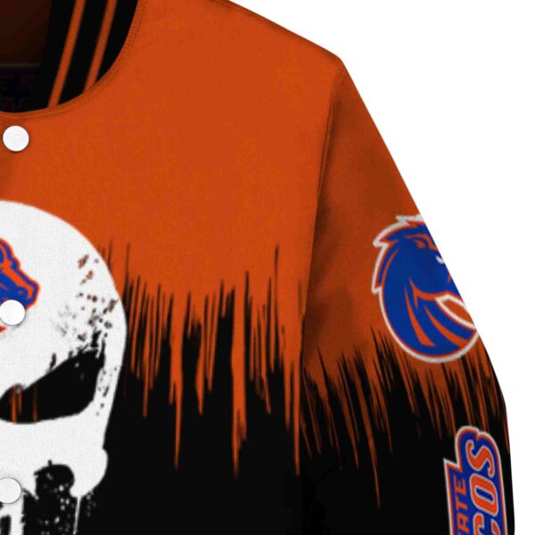 boise state broncos punisher skull orange black white jacket premium grade jacketwow