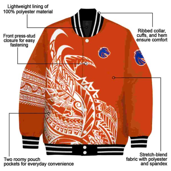 boise state broncos tribal art orange white black jacket new arrival jacketwow