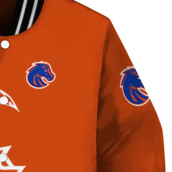 boise state broncos tribal art orange white black jacket premium grade jacketwow