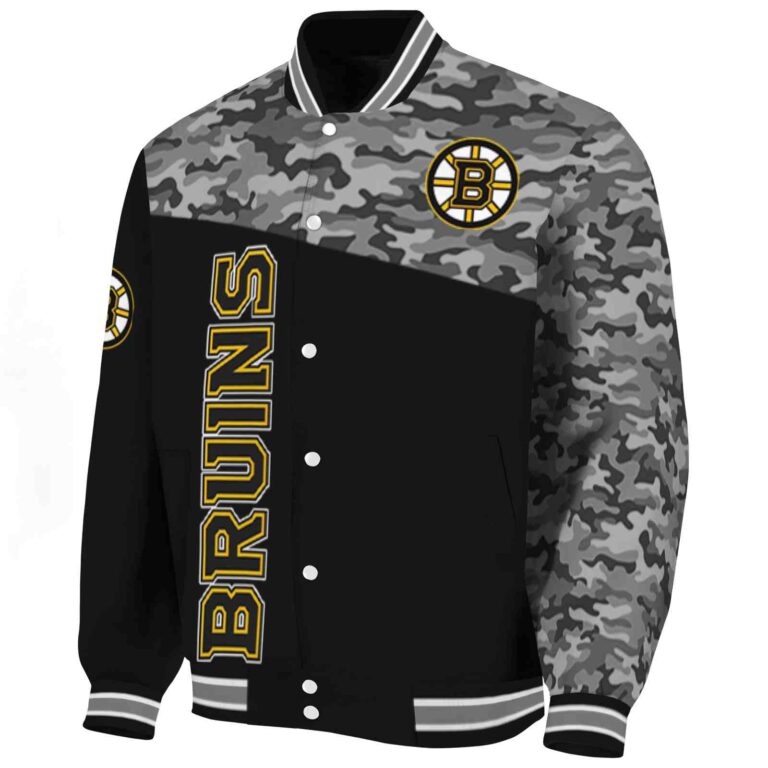 boston bruins camo patchwork black jacket best selling jacketwow