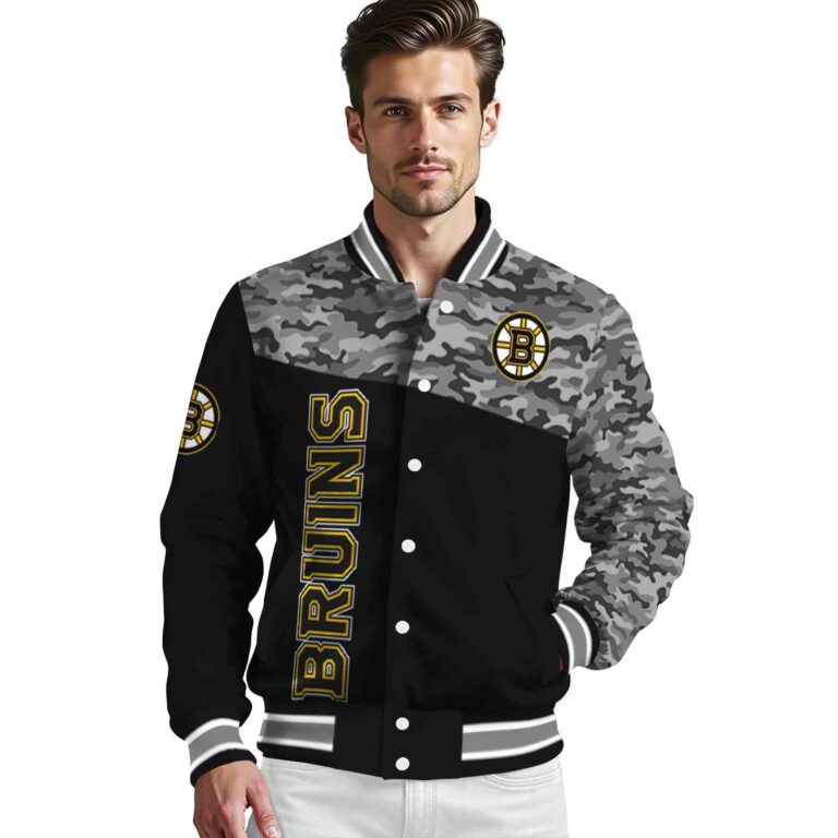 boston bruins camo patchwork black jacket high quality jacketwow