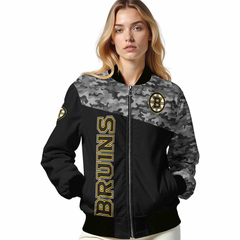boston bruins camo patchwork black jacket latest model jacketwow