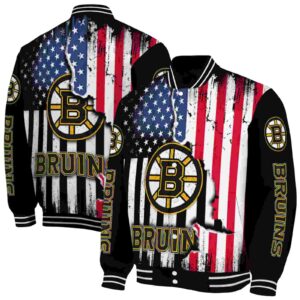 boston bruins patriotic theme black jacket fashion forward jacketwow