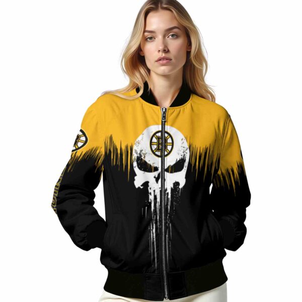 boston bruins punisher skull gold black white jacket latest model jacketwow