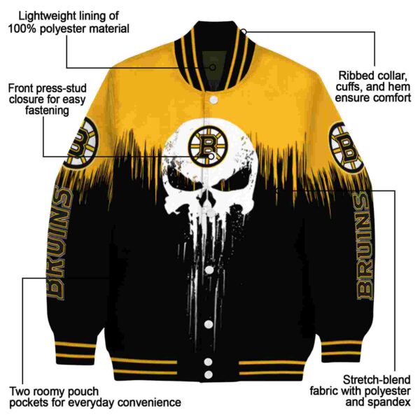 boston bruins punisher skull gold black white jacket new arrival jacketwow