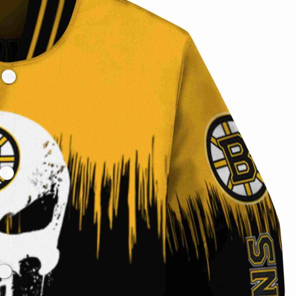 boston bruins punisher skull gold black white jacket premium grade jacketwow
