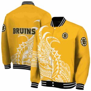 boston bruins tribal art gold white black jacket fashion forward jacketwow