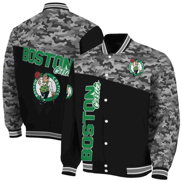 boston celtics camo patchwork black jacket fashion forward jacketwow