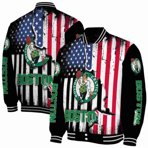 boston celtics patriotic theme black jacket fashion forward jacketwow