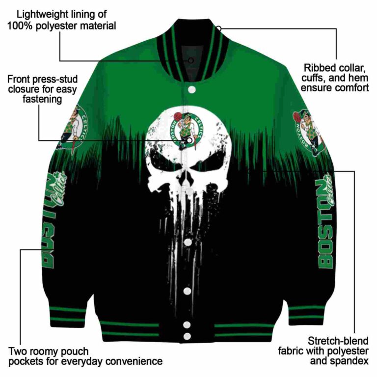 boston celtics punisher skull green black white jacket new arrival jacketwow