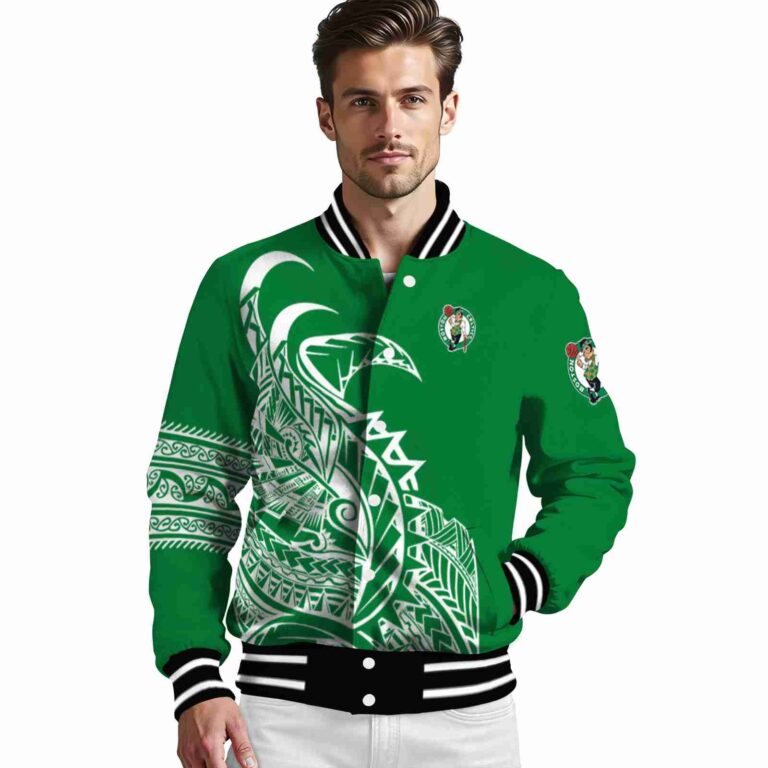 boston celtics tribal art green white black jacket high quality jacketwow