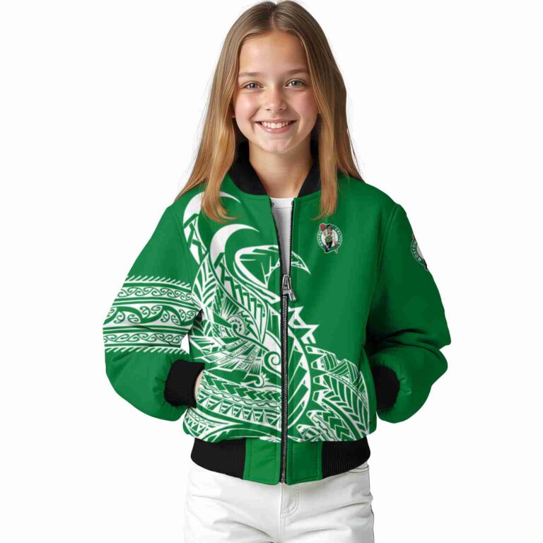 boston celtics tribal art green white black jacket top rated jacketwow