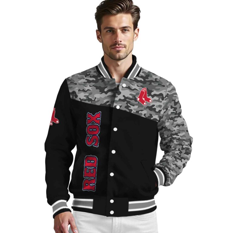 boston red sox camo patchwork black jacket high quality jacketwow