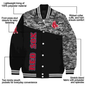 boston red sox camo patchwork black jacket new arrival jacketwow