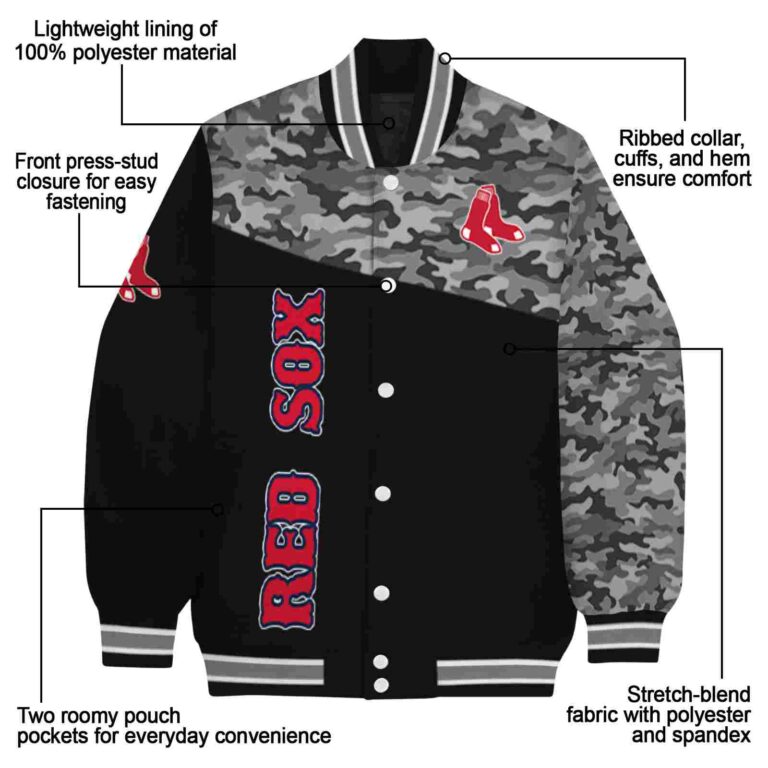 boston red sox camo patchwork black jacket new arrival jacketwow