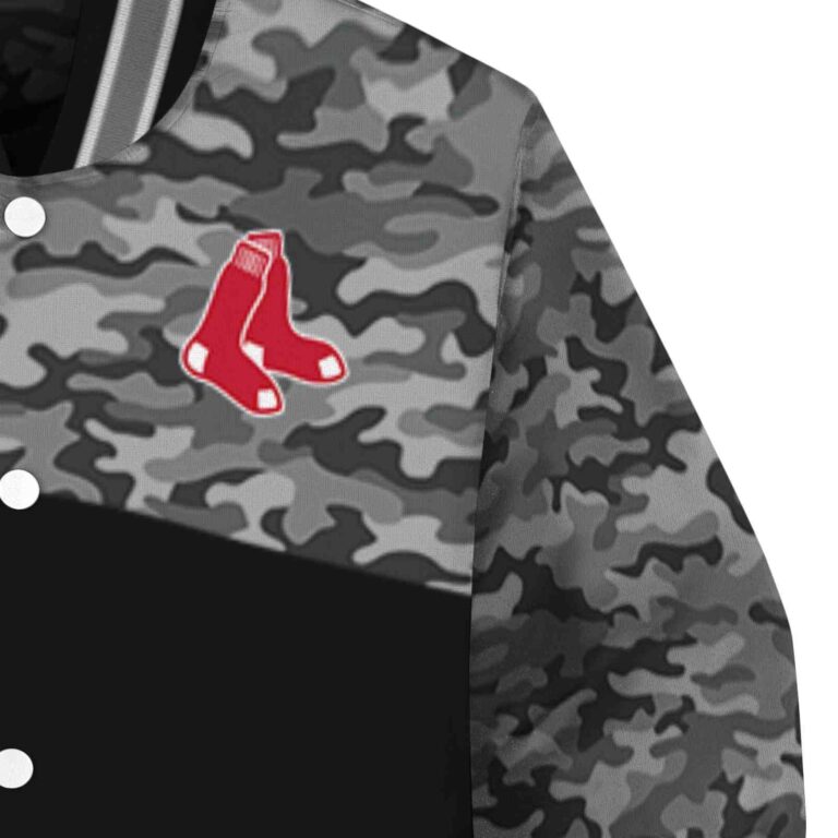 boston red sox camo patchwork black jacket premium grade jacketwow