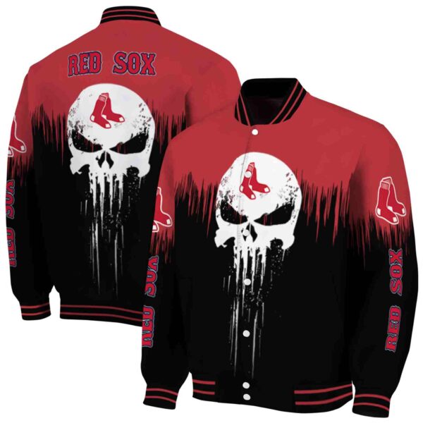 boston red sox punisher skull red black white jacket fashion forward jacketwow