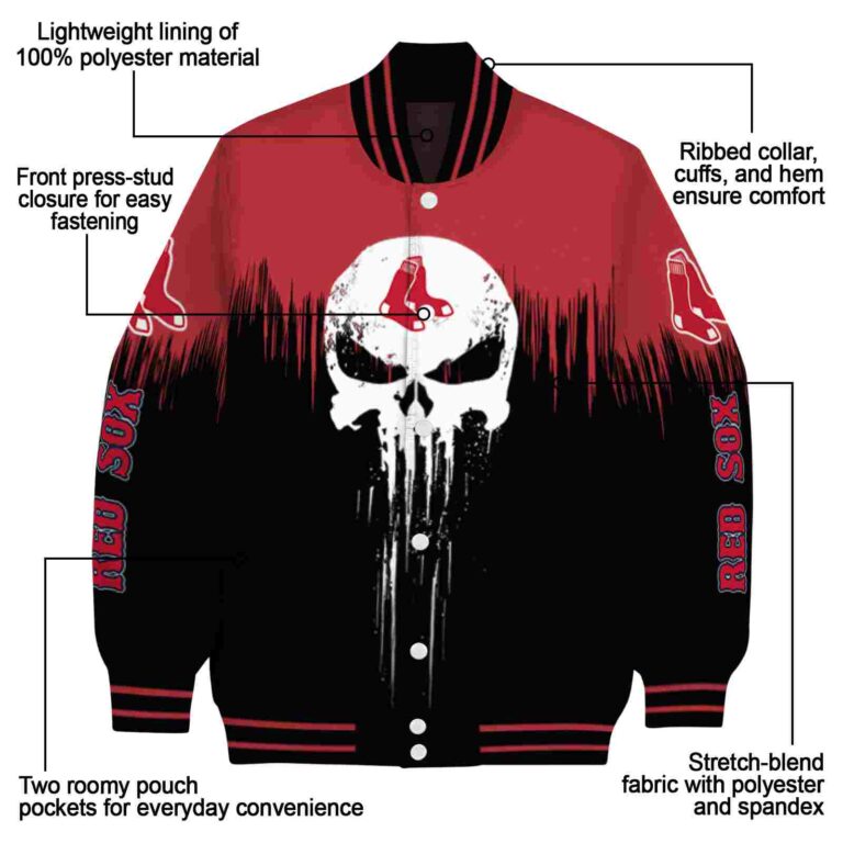 boston red sox punisher skull red black white jacket new arrival jacketwow