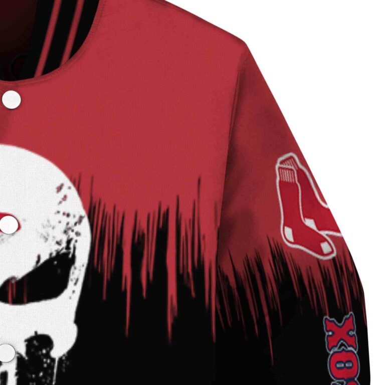 boston red sox punisher skull red black white jacket premium grade jacketwow