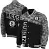 brooklyn nets camo patchwork black jacket fashion forward jacketwow