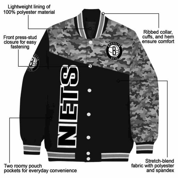 brooklyn nets camo patchwork black jacket new arrival jacketwow
