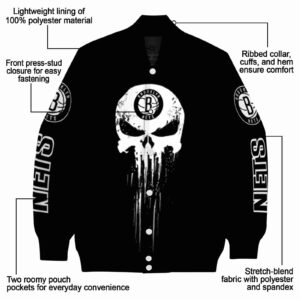 brooklyn nets punisher skull black white jacket new arrival jacketwow