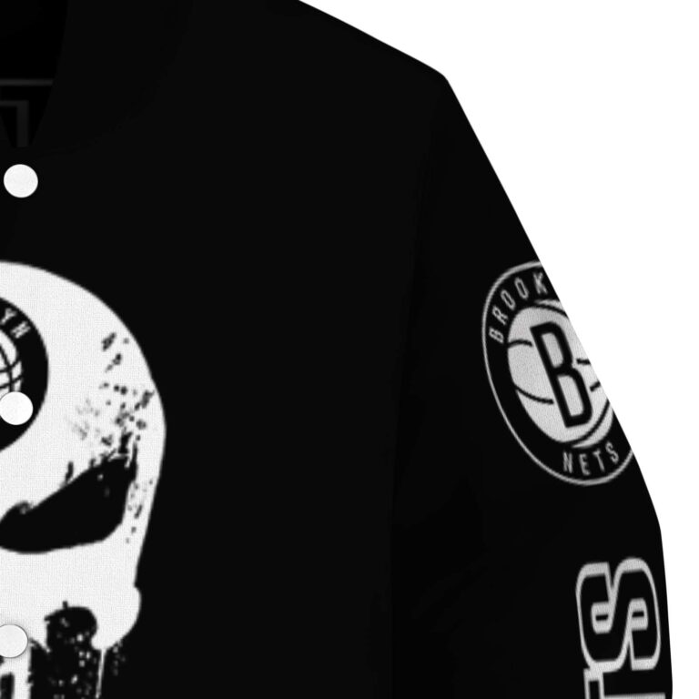 brooklyn nets punisher skull black white jacket premium grade jacketwow