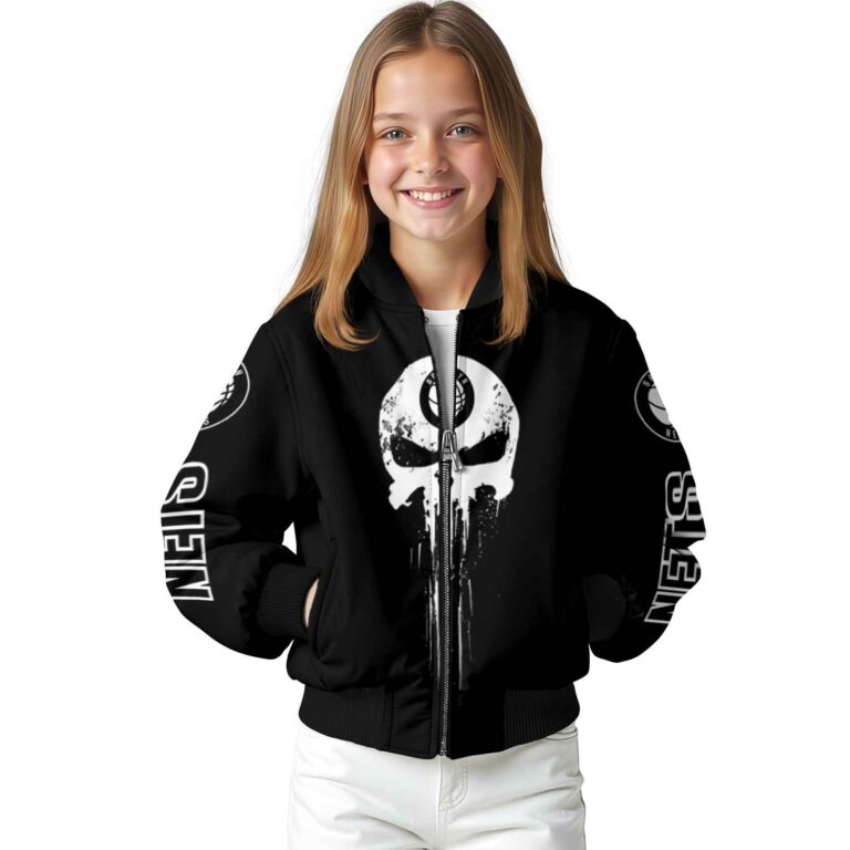 brooklyn nets punisher skull black white jacket top rated jacketwow