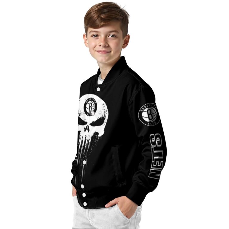brooklyn nets punisher skull black white jacket trendy jacketwow