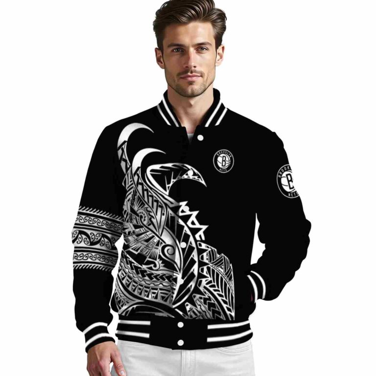brooklyn nets tribal art black white black jacket high quality jacketwow