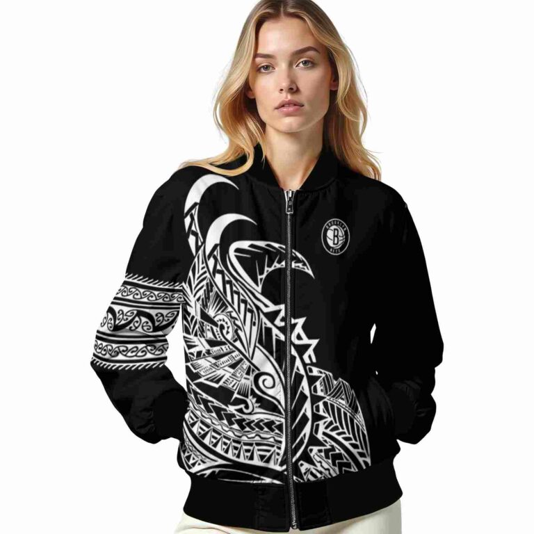 brooklyn nets tribal art black white black jacket latest model jacketwow