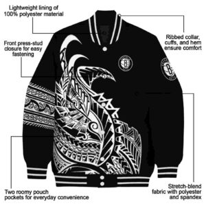 brooklyn nets tribal art black white black jacket new arrival jacketwow