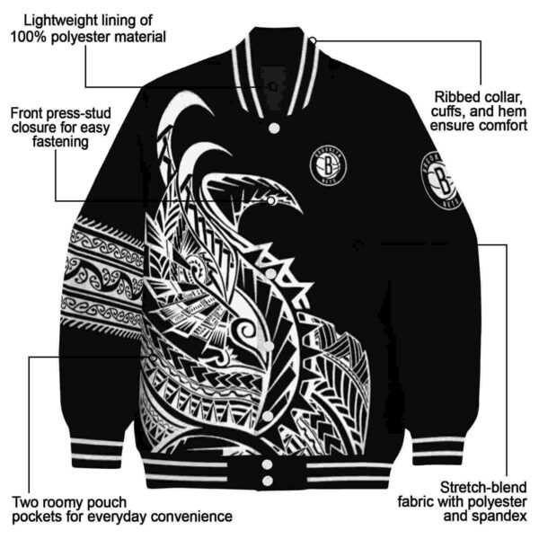 brooklyn nets tribal art black white black jacket new arrival jacketwow