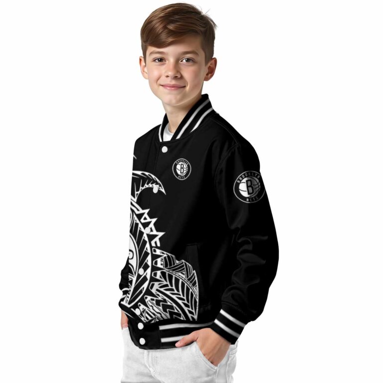 brooklyn nets tribal art black white black jacket trendy jacketwow